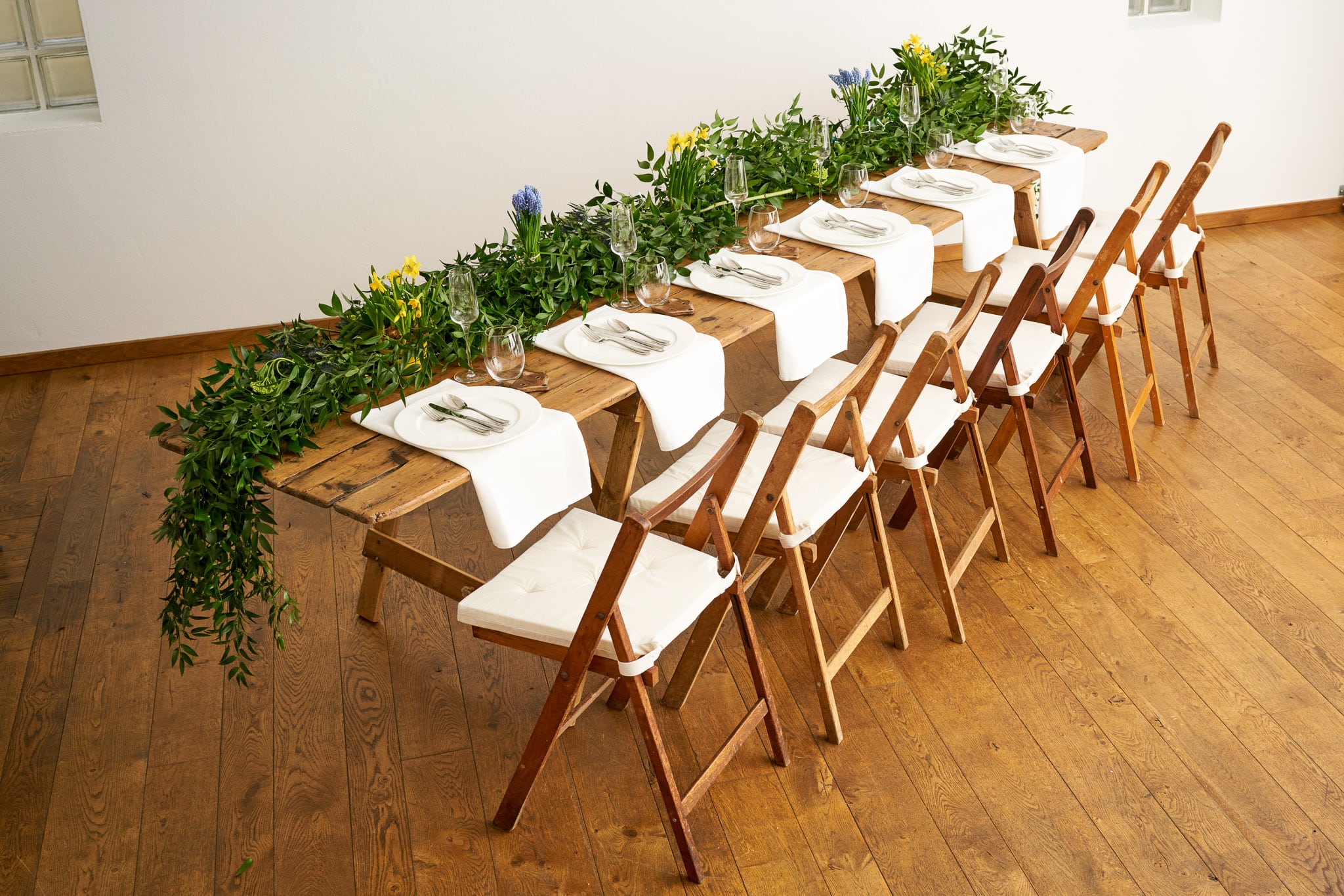 Straight Top Table, 1940's Folding Chairs copy